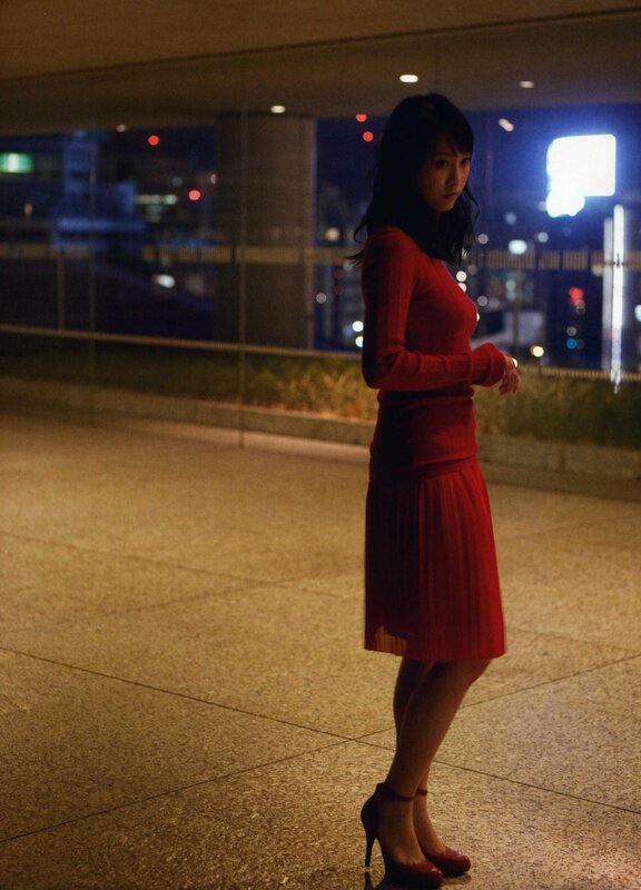 Woman in Red Dress — Dramatic, Night, Photograph, High Heels