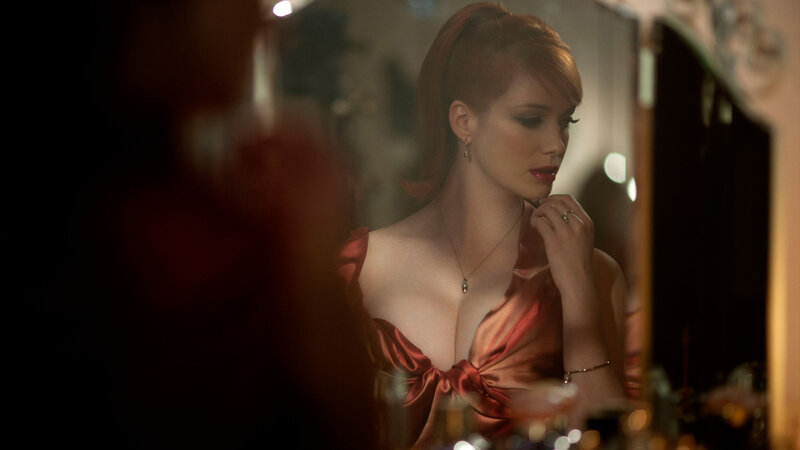 Woman in Red Dress — Dramatic, Night, Photograph, Mirror