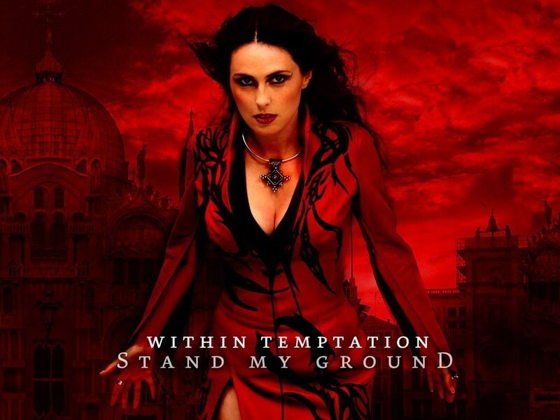 Woman in Red Dress — Dramatic, Night, Photograph, Red Sky