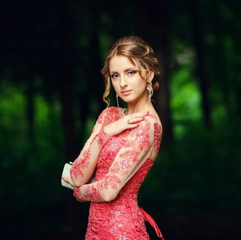Woman in Red Dress — Dramatic, Photograph, Clutch