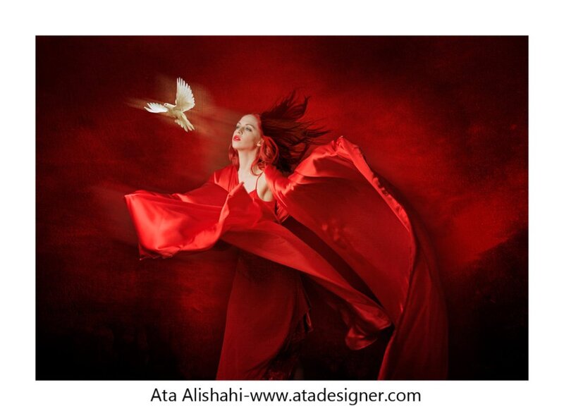 Woman in Red Dress — Dramatic, Photograph, Dove