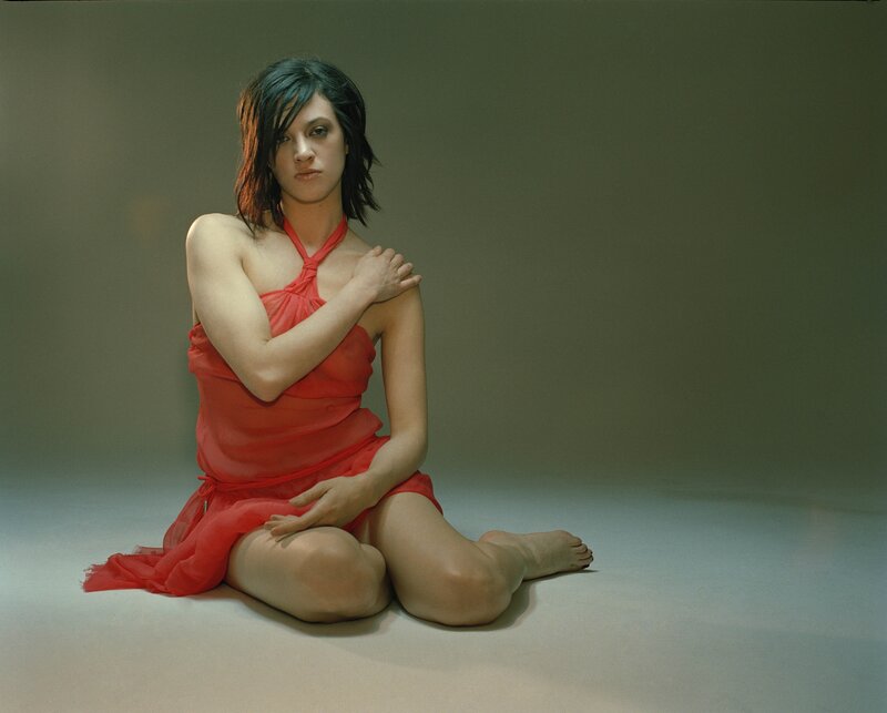 Woman in Red Dress — Dramatic, Photograph, Floor, Lighting, Gray