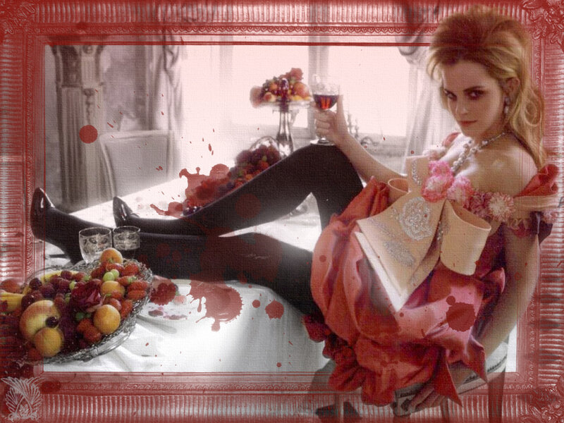 Woman in Red Dress — Dramatic, Photograph, Fruit Bowl