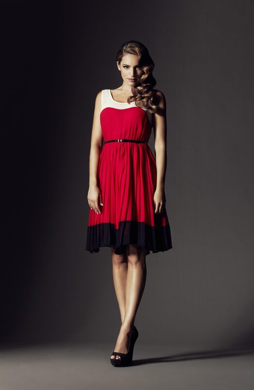 Woman in Red Dress — Dramatic, Photograph, Heels, Studio, Black, White, Portrait