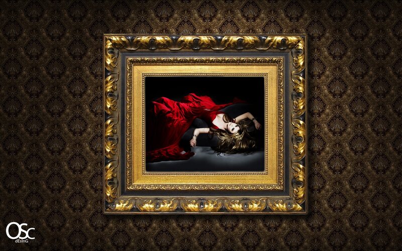 Woman in Red Dress — Dramatic, Photograph, Painting, Frame
