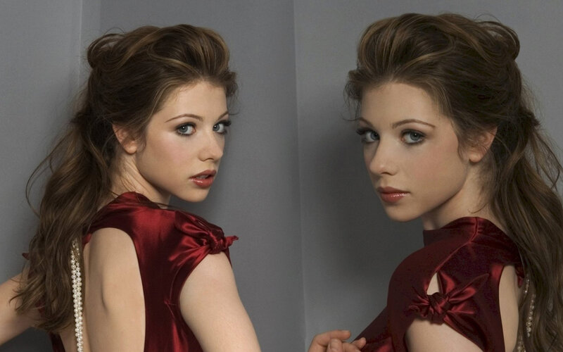 Woman in Red Dress — Dramatic, Photograph, Pearl Necklace, Satin Dress, Makeup