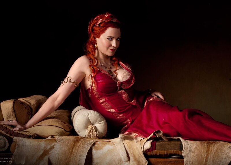 Woman in Red Dress — Dramatic, Photograph, Pillows, Fur