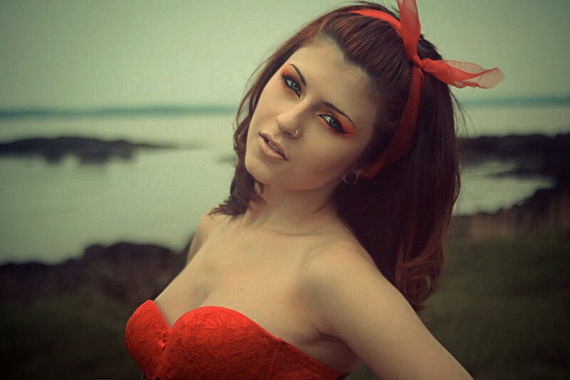 Woman in Red Dress — Dramatic, Photograph, Red Headband