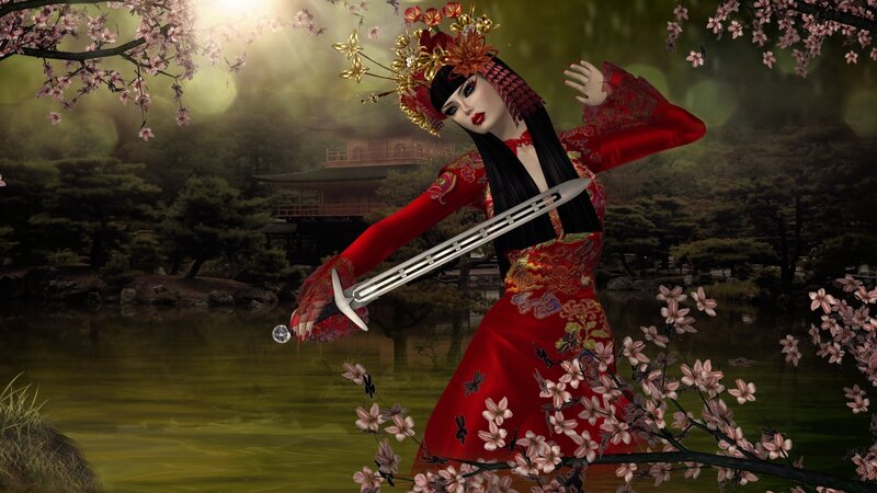 Woman in Red Dress — Dramatic, Spring, Digital Art