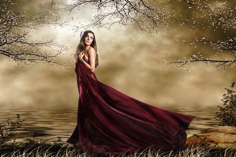 Woman in Red Dress — Dramatic, Spring