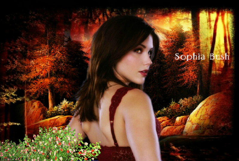 Woman in Red Dress — Dramatic, Sunset, Digital Art, Forest, Flowers