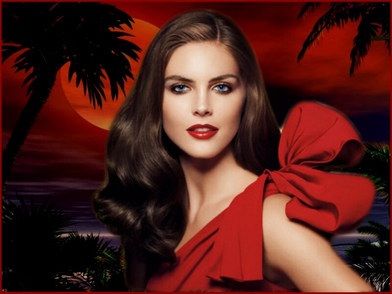 Woman in Red Dress — Dramatic, Sunset, Photograph, Palm Trees