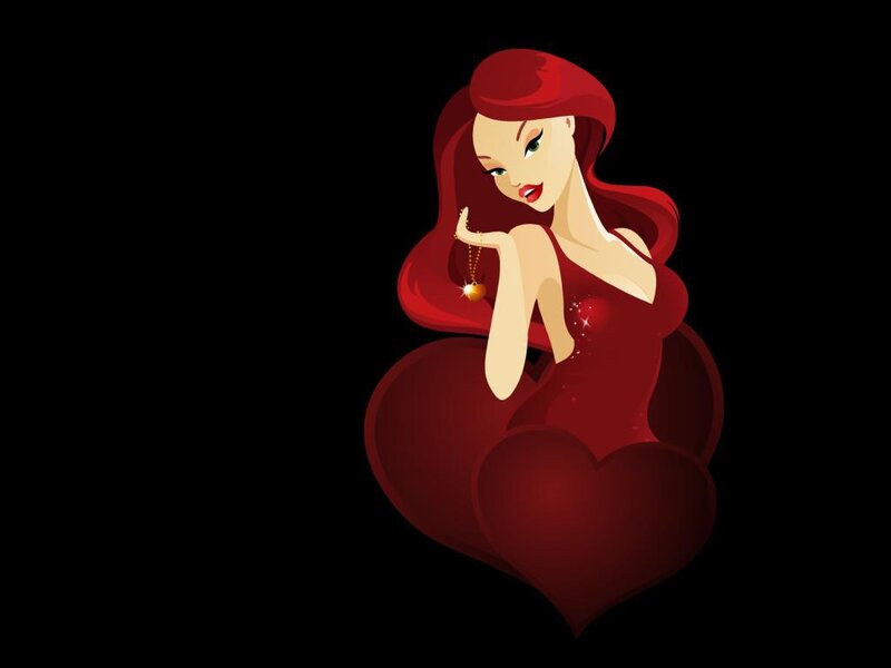 Woman in Red Dress — Dramatic, Vector Art