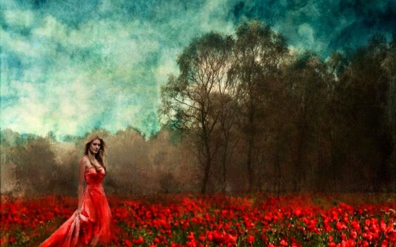 Woman in Red Dress — Dreamy, Afternoon