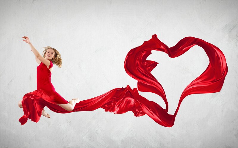 Woman in Red Dress — Dynamic, Photograph, Heart Shape