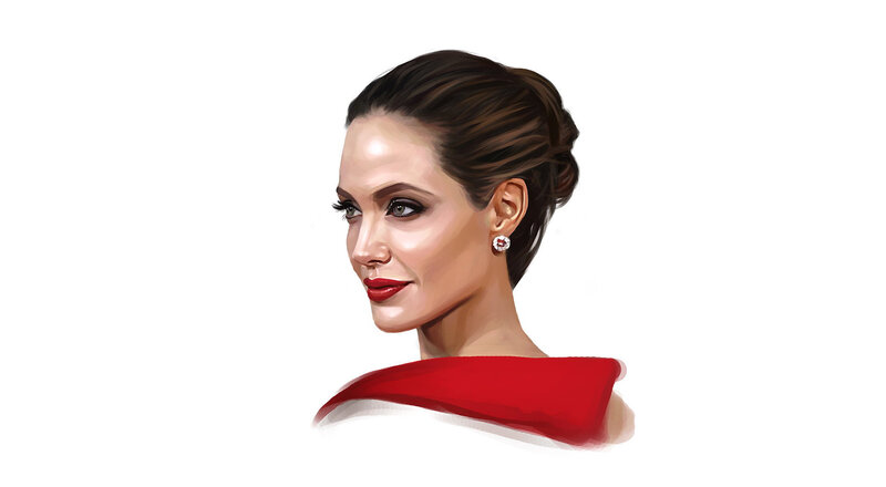 Woman in Red Dress — Elegant, Digital Art, Earring