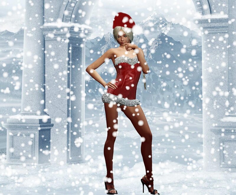 Woman in Red Dress — Festive, Winter, 3d Render