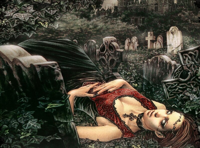 Woman in Red Dress — Gothic, Night