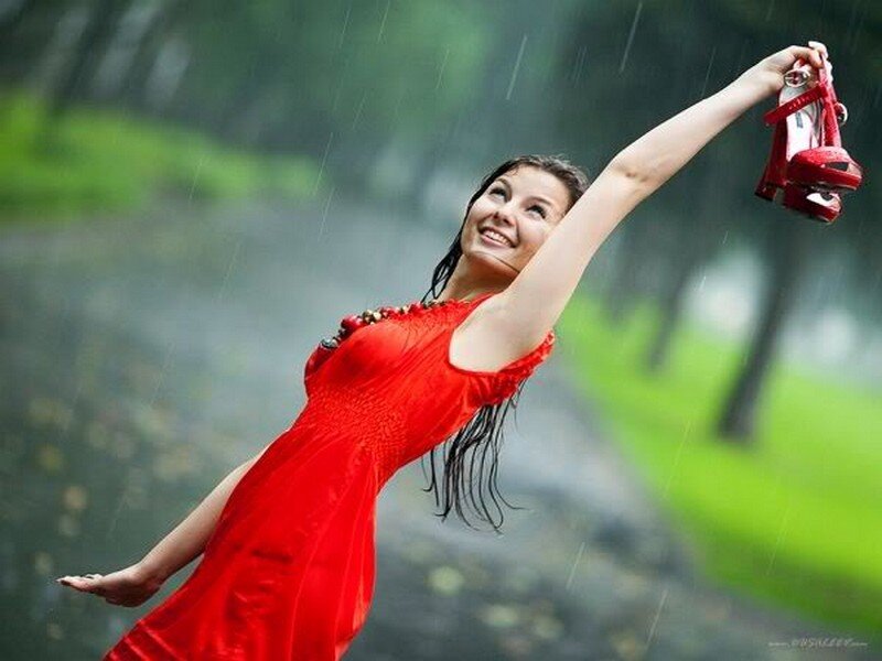 Woman in Red Dress — Joyful