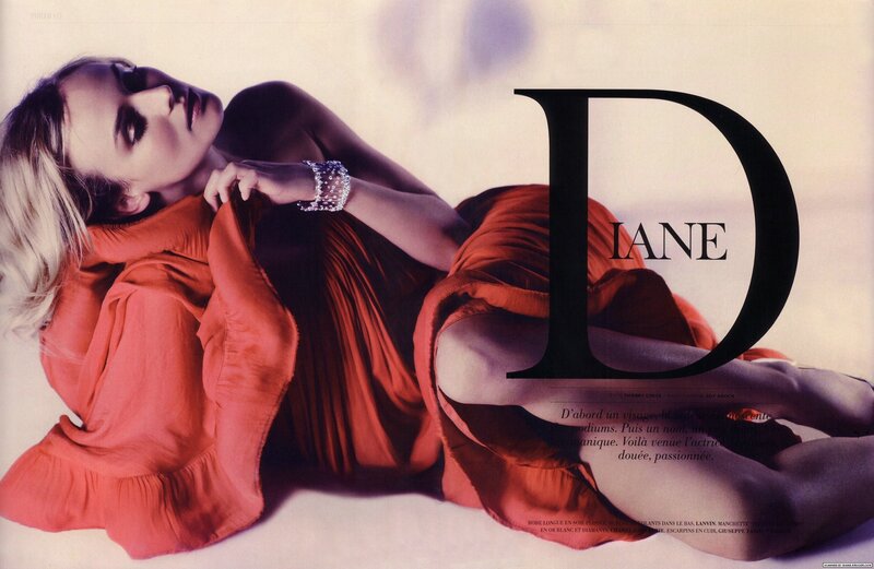 woman in red dress magazine spread