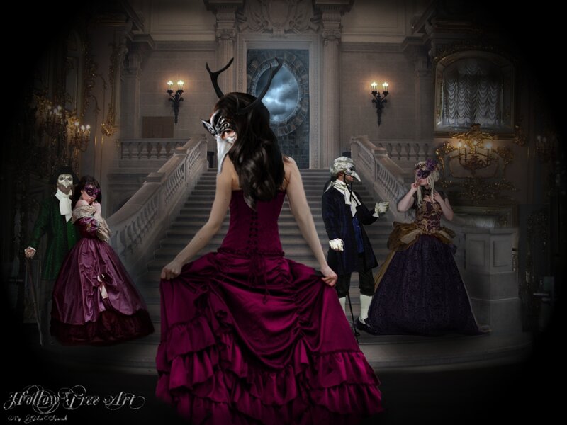 Woman in Red Dress — Maroon, Dramatic, Night
