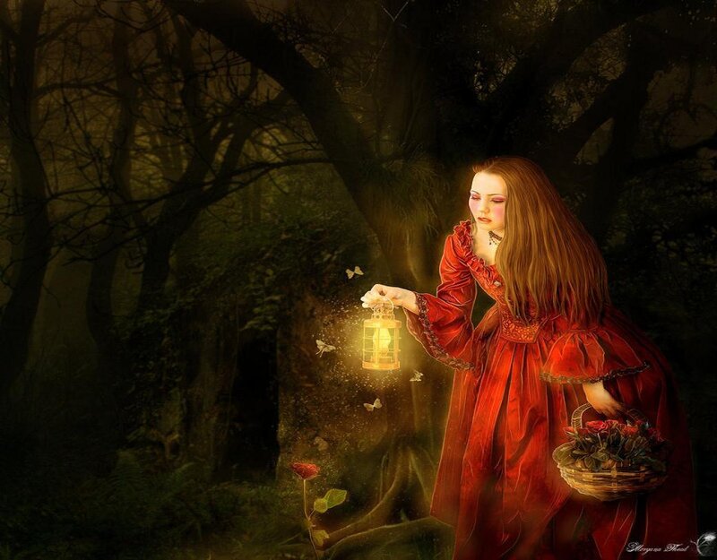 Woman in Red Dress — Mysterious, Night