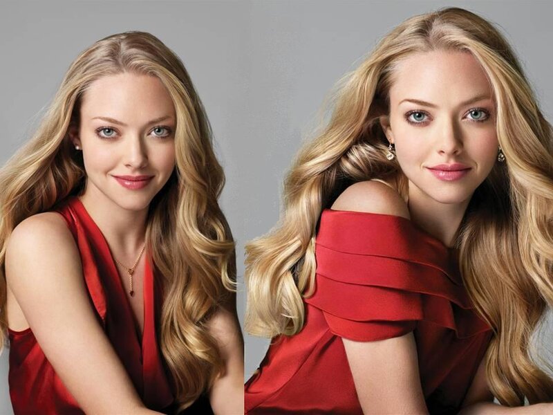 Woman in Red Dress — Neutral, Photograph, Blonde Hair, Red Dress, Earrings