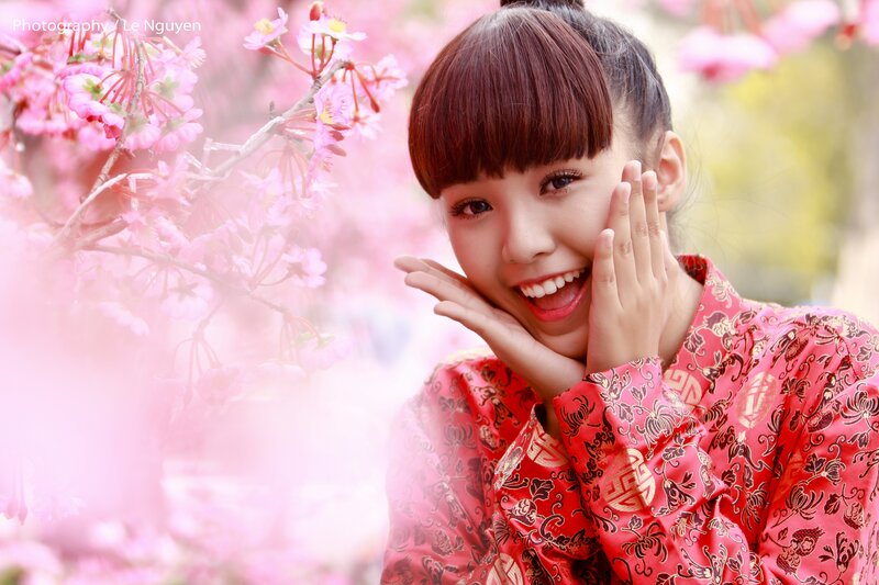 Woman in Red Dress — Pink, Joyful
