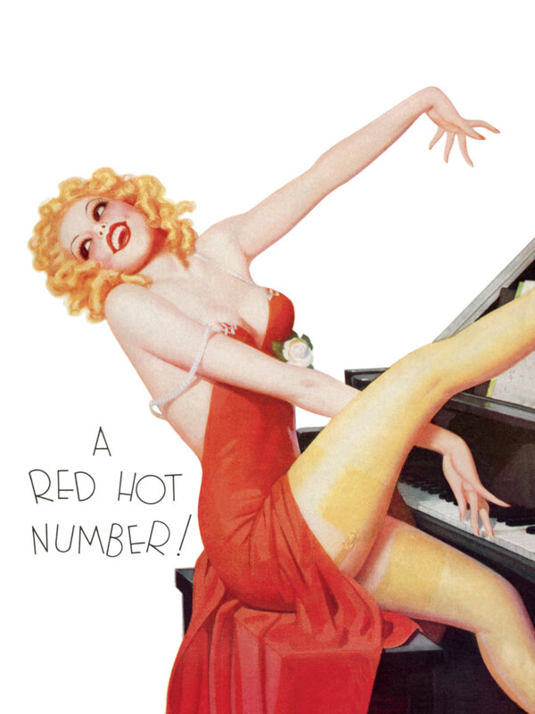 Woman in Red Dress — Playful, Illustration, Piano