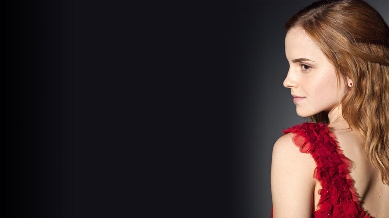 woman in red dress profile