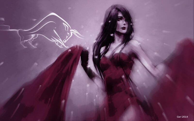 Woman in Red Dress — Purple, Dramatic, Winter