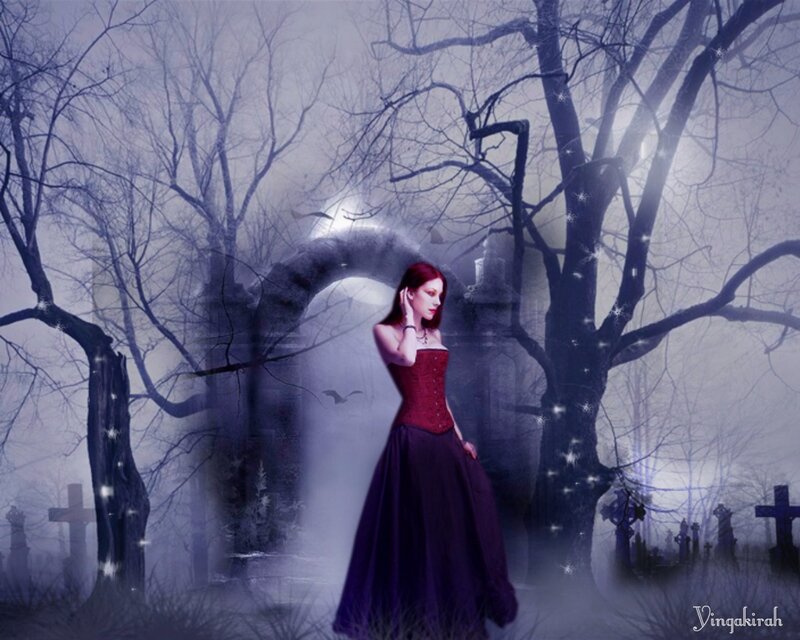 Woman in Red Dress — Purple, Mysterious, Night