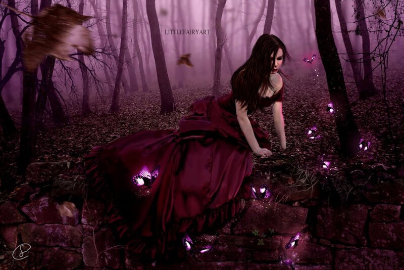 Woman in Red Dress — Purple, Mysterious