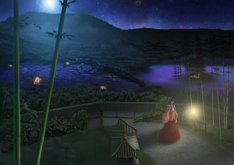Woman in Red Dress — Purple, Serene