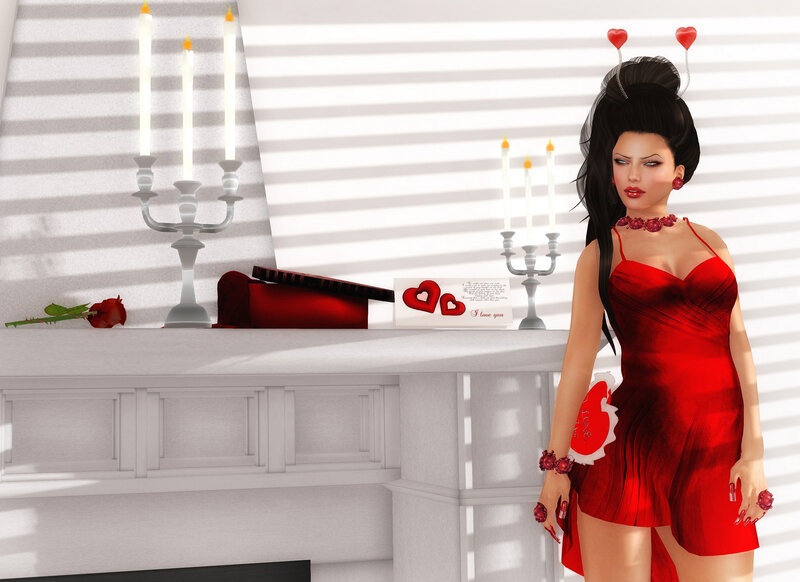 Woman in Red Dress — Romantic, 3d Render