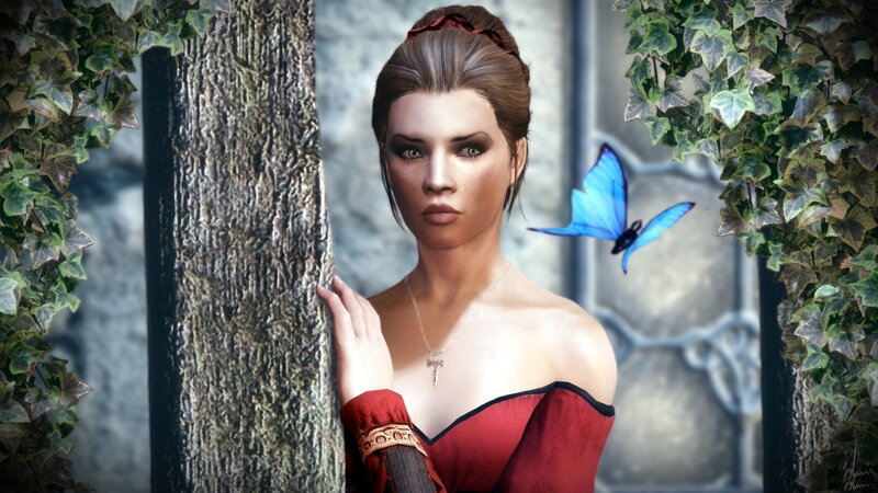 Woman in Red Dress — Serene, 3d Render