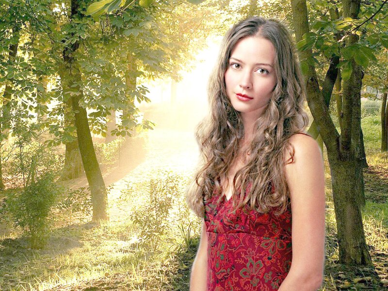 Woman in Red Dress — Serene, Afternoon, Photograph, Trees