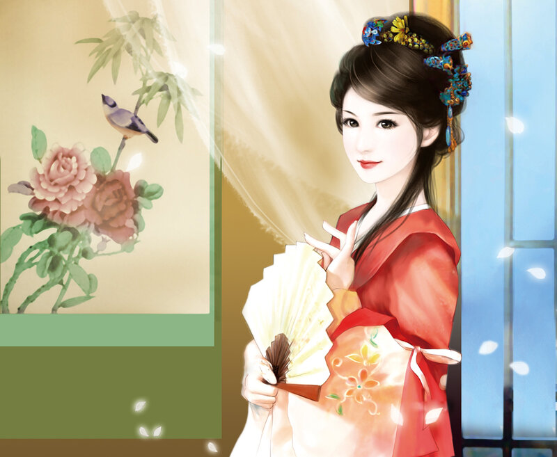 Woman in Red Dress — Serene, Digital Art, Fan