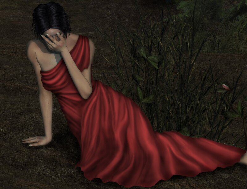 Woman in Red Dress — Somber