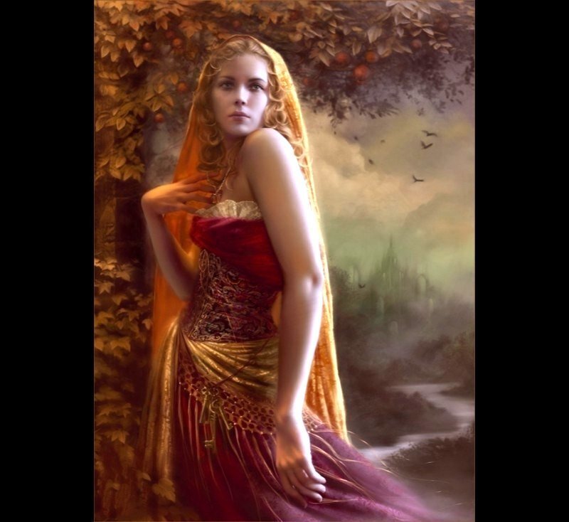woman in red dress under tree
