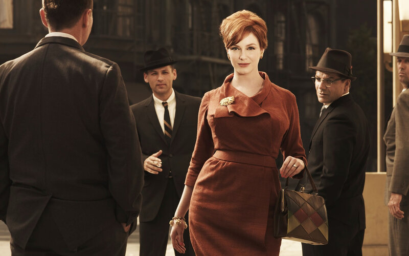 Woman in red dress walking