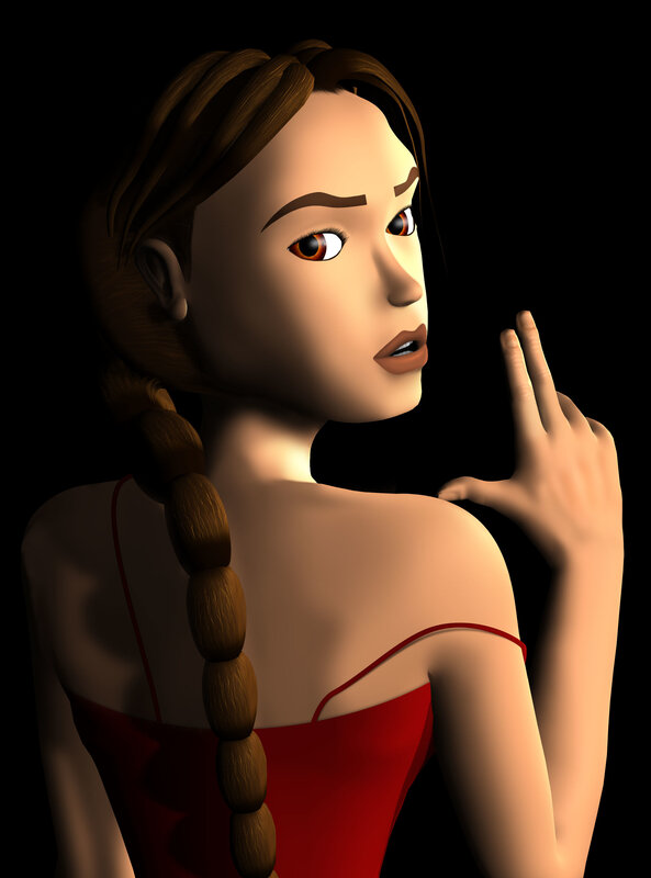 woman in red dress with braid
