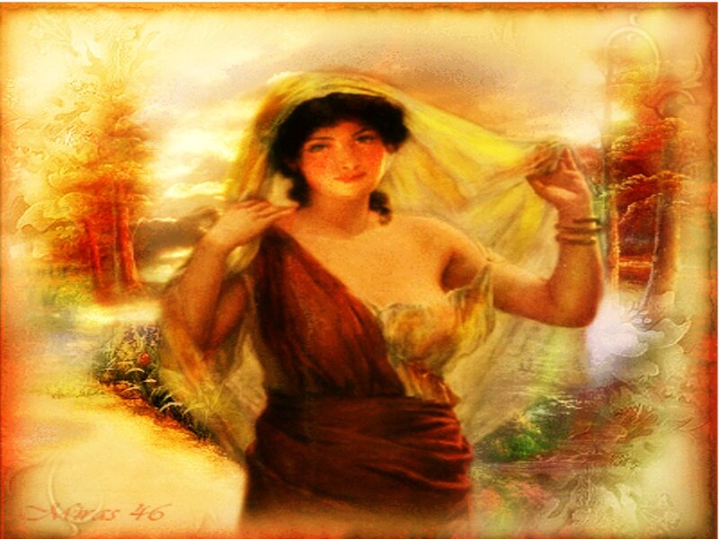 Woman in Red Dress — Yellow, Serene, Sunset