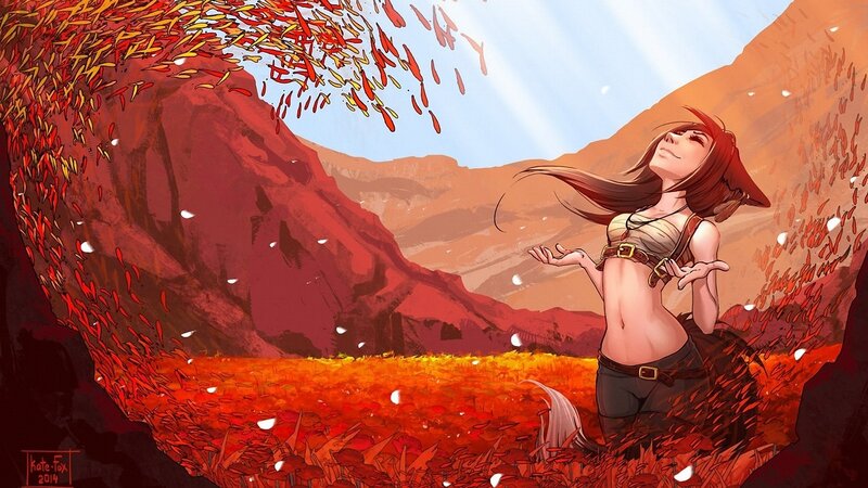 Woman in Red Field — Serene