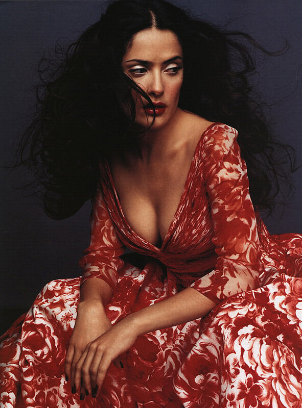 Woman in Red Floral Dress — Dramatic, Photograph