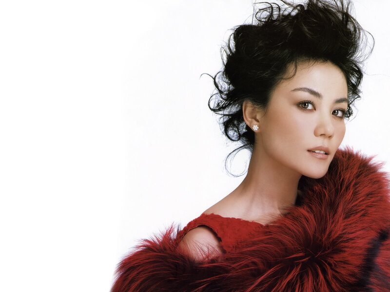 woman in red fur coat