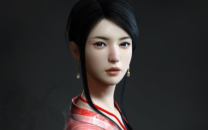 Woman in Red Garment — Serious