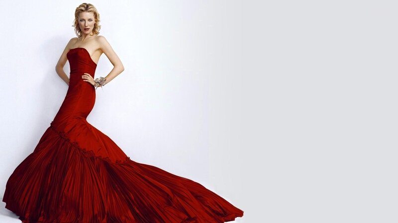 woman in red gown