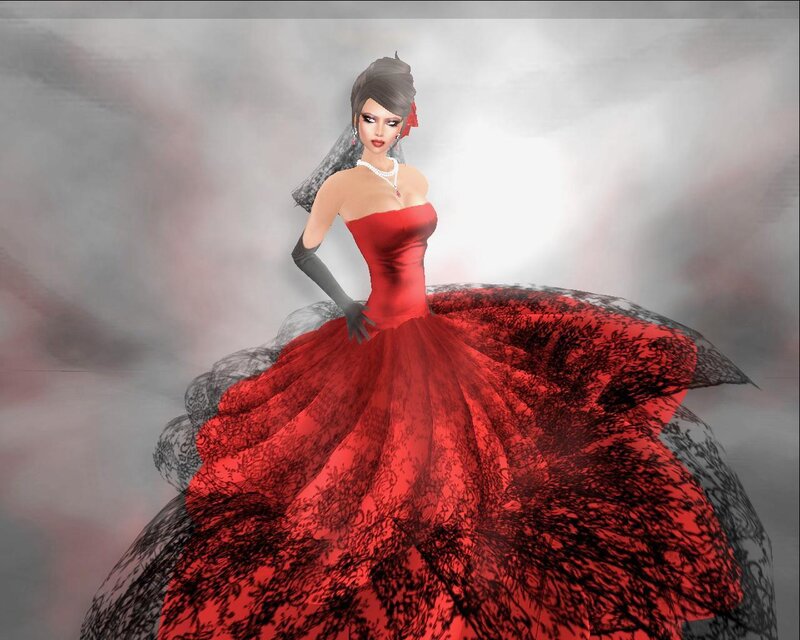 woman in red gown