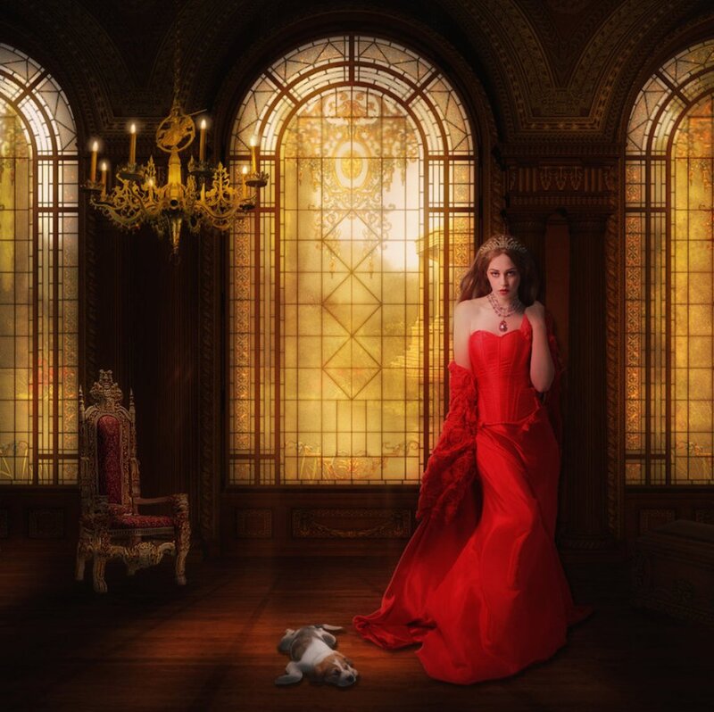 Woman in Red Gown — Dramatic, Afternoon, Digital Art